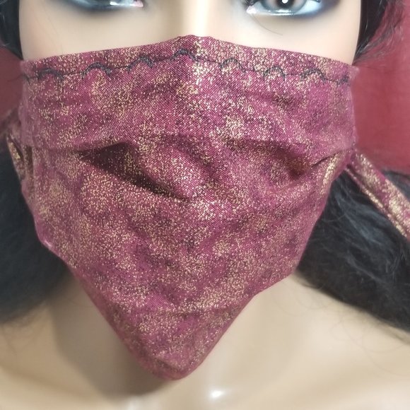 FlorasOriginals Accessories - Cloth Face Mask - Silver/Copper Filters-Wine Spkl